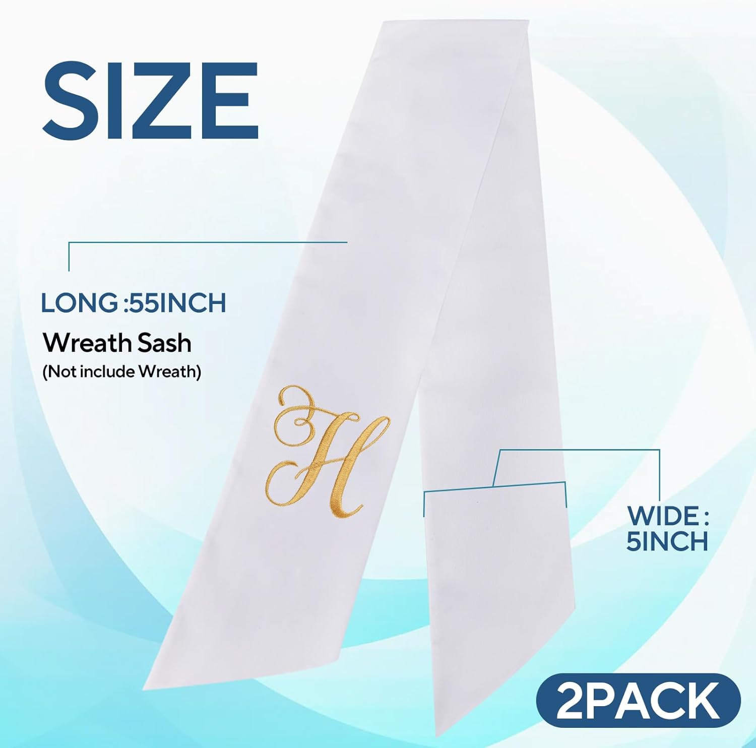 2 Pack Letter H Embroidery Wreath Sash for Front Door