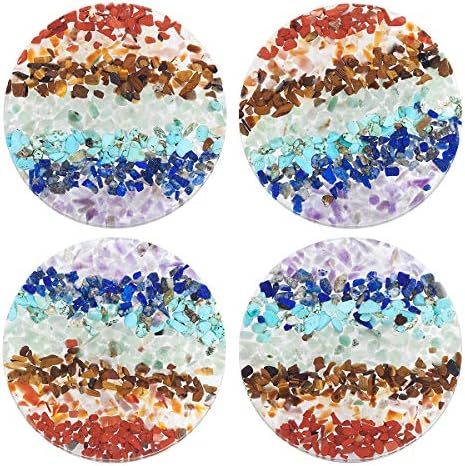 Nupuyai 7 Chakra Crystal Slice Set for Home Office