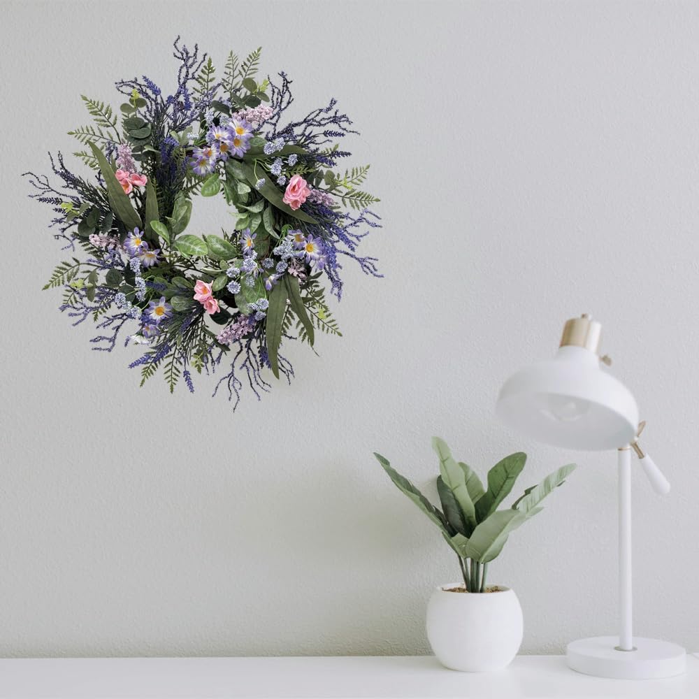 24 Inch Purple Spring Wreath for Front Door