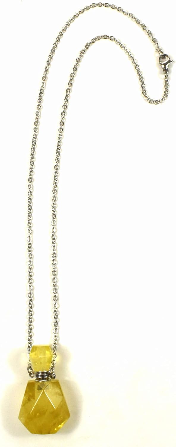 33mm Golden Citrine Perfume Carved Bottle with Chain