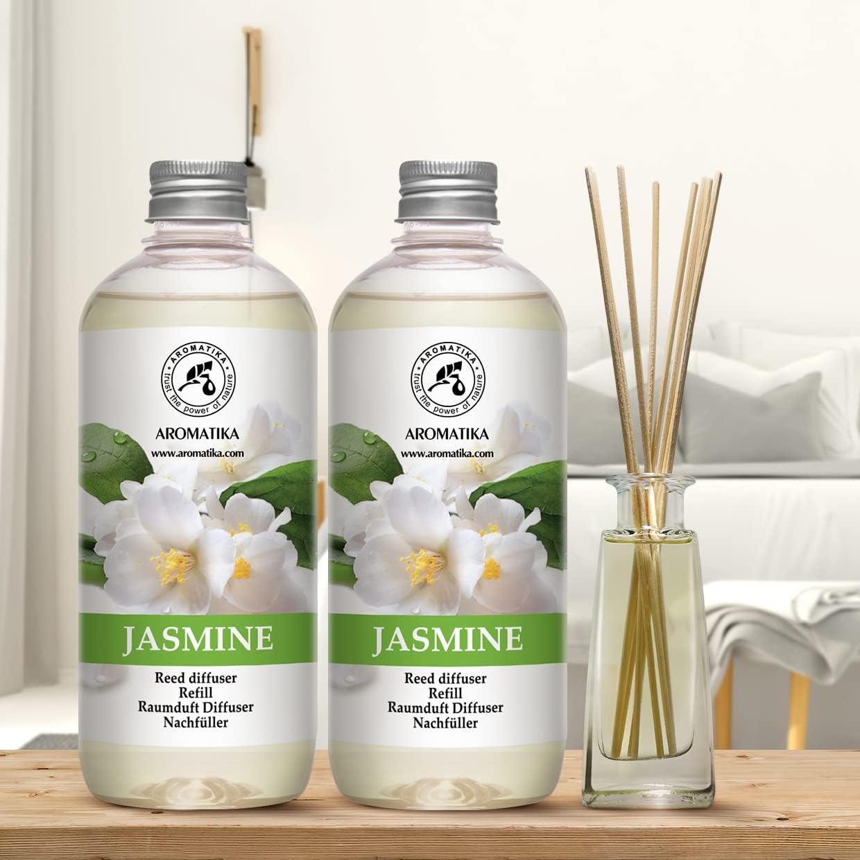 Jasmine Essential Oil Reed Diffuser Refill 2x500ml