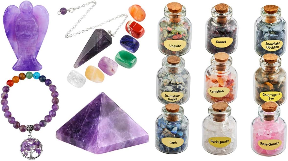Mookaitedecor Healing Crystal Set with Wishing Bottles