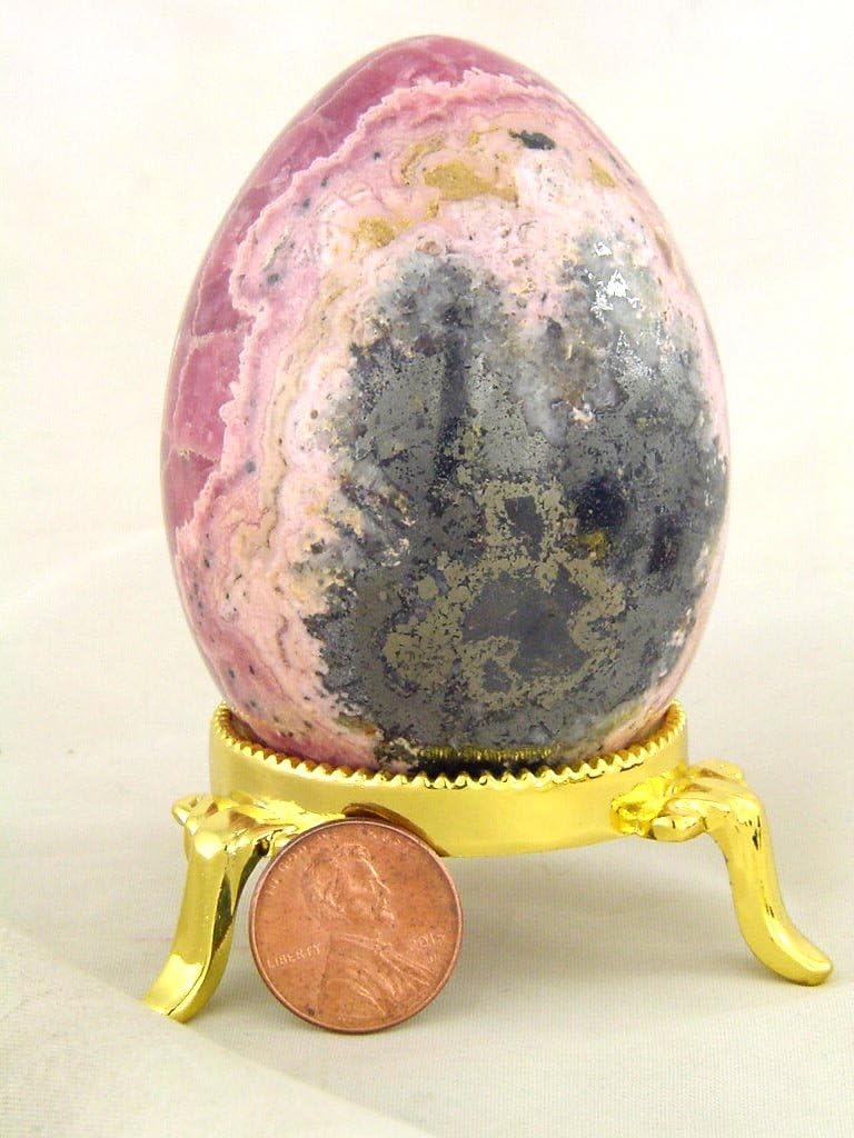 Rhodochrosite Healing Egg with Stand
