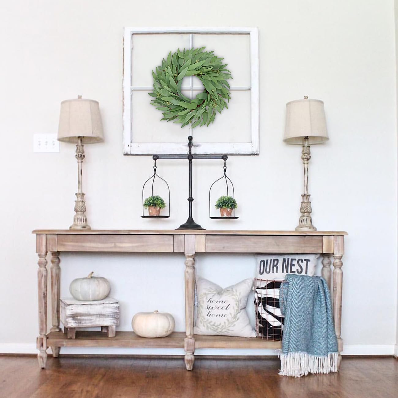 Briful 16 Inch Artificial Seeded Eucalyptus Wreath