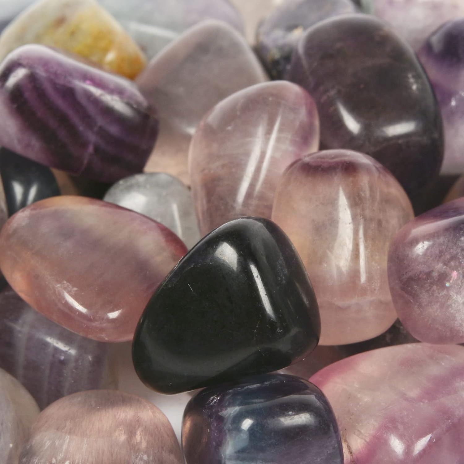Justinstones 100 Grams Rainbow Fluorite Tumbled Stones Collection
