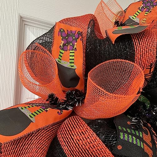 Double Double Toil and Trouble Witch Halloween Wreath 24 Inch
