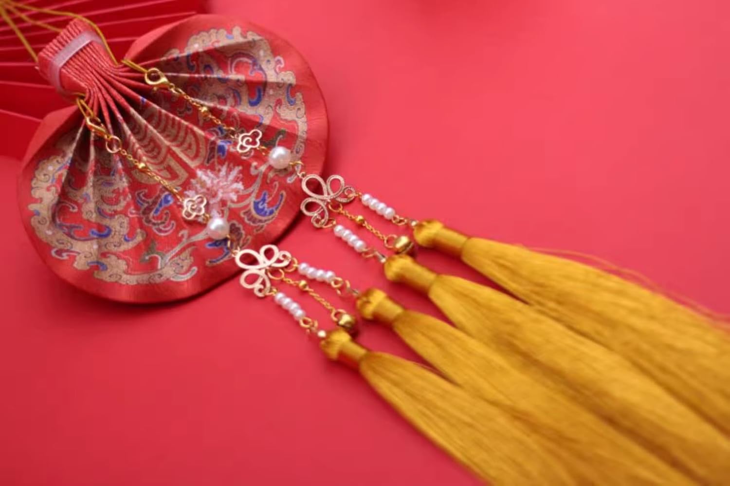 Red Dragon and Phoenix Handmade Fragrant Bag for Hanfu Accessories