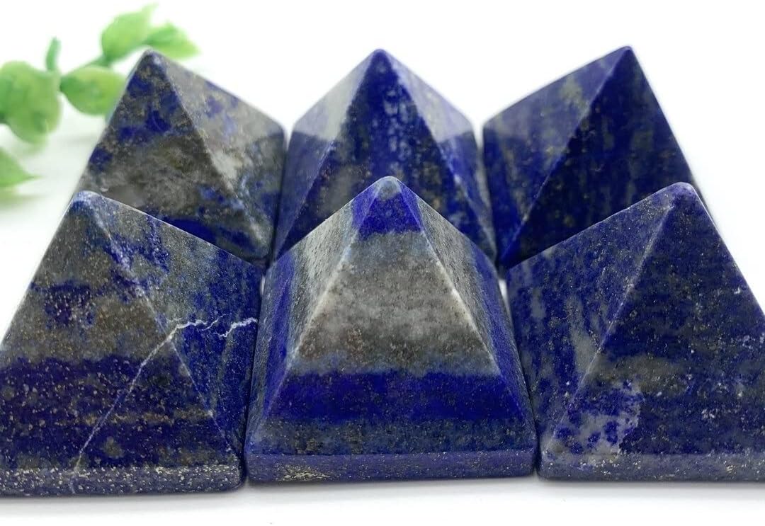 Natural Blue Lapis Lazuli and Quartz Crystal Pyramid Reiki Tower Home Decor
