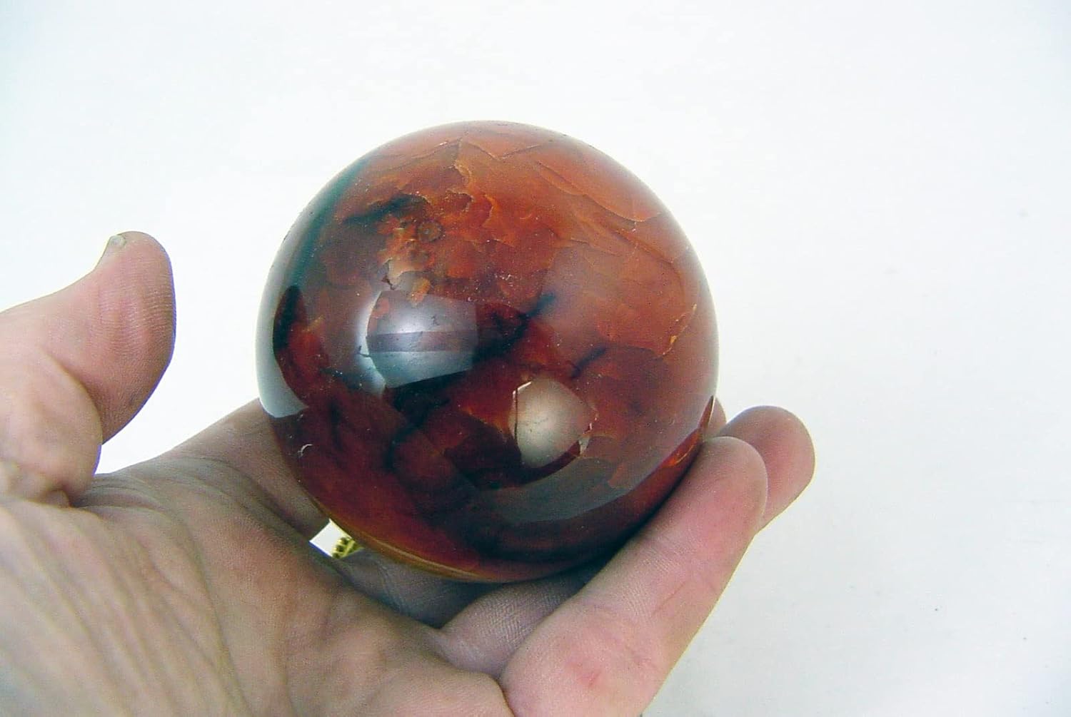 Carnelian Agate Sphere 68mm with Stand for Healing