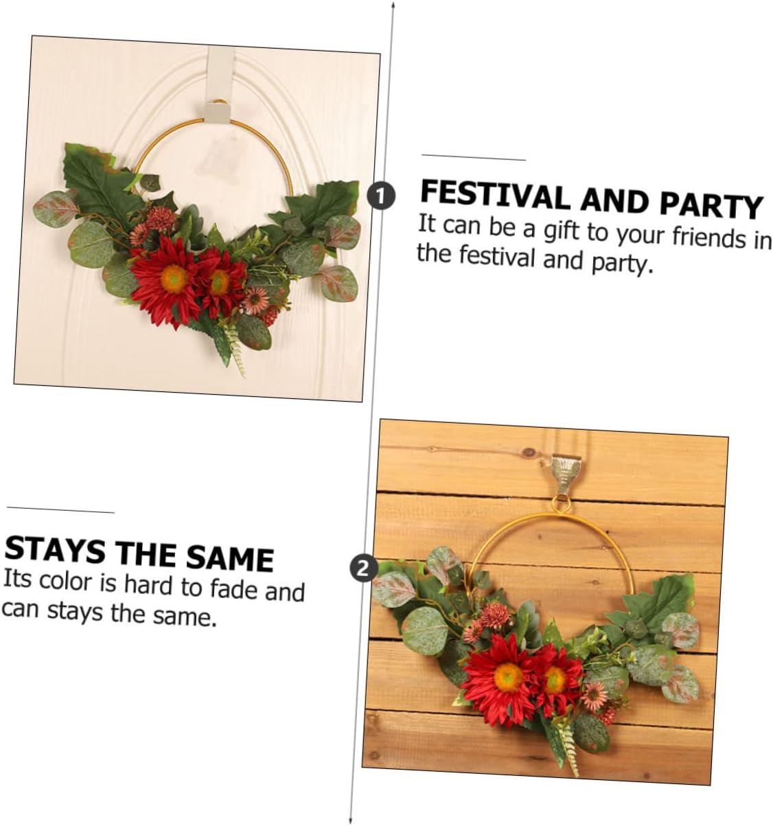 PRETYZOOM Artificial Sunflower Wreath for Thanksgiving Decor