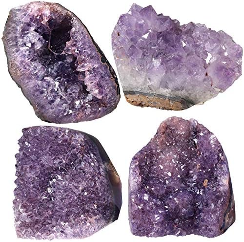 Rockcloud Natural Purple Amethyst Crystal Cluster Geode Druzy Decoration