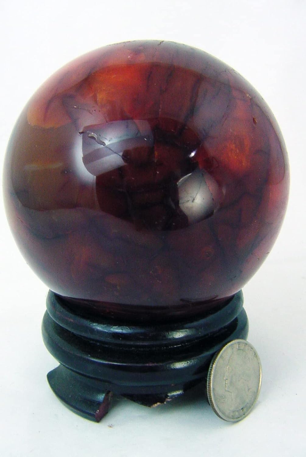 Carnelian Agate Sphere 82mm Healing Stone with Stand