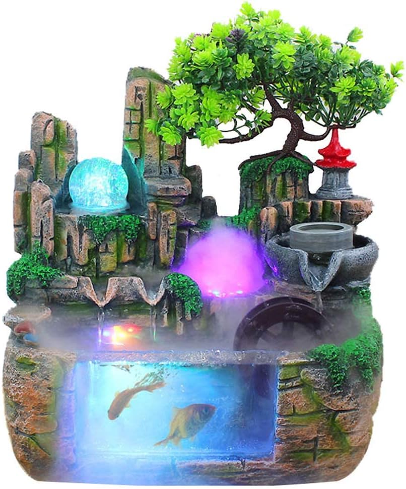 AngelcityCC Fountain Waterfall Indoor Zen Meditation LED Lamp