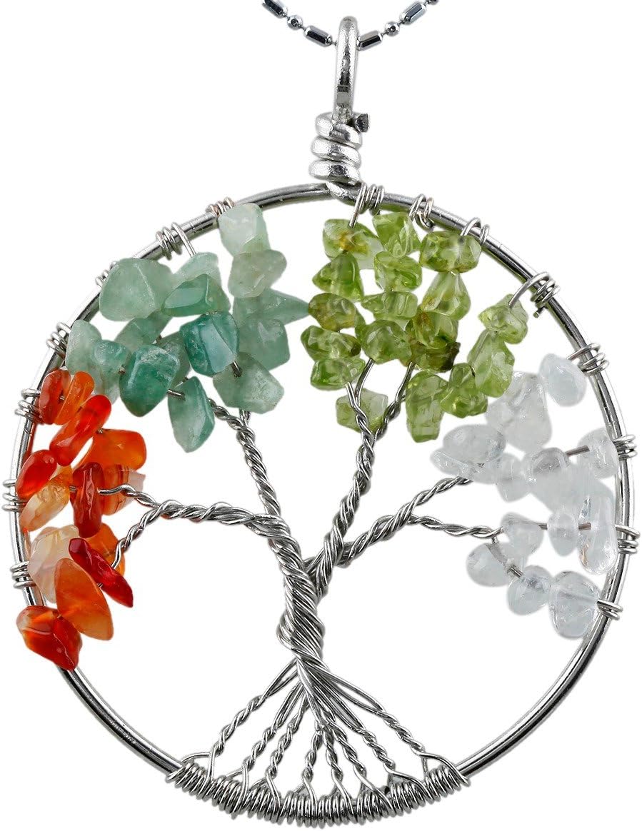 SUNYIK Tumbled Gemstone Pendant Necklace for Women Men 1