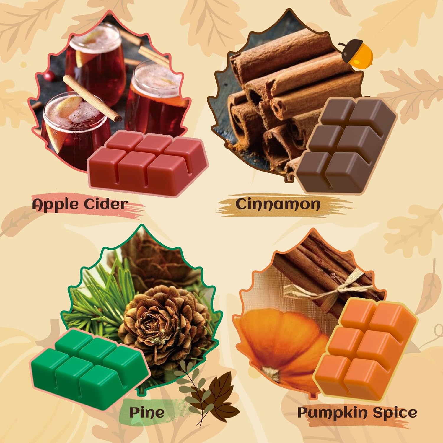 Snowsen Fall Wax Melts 8 Pack Soy Wax Cubes