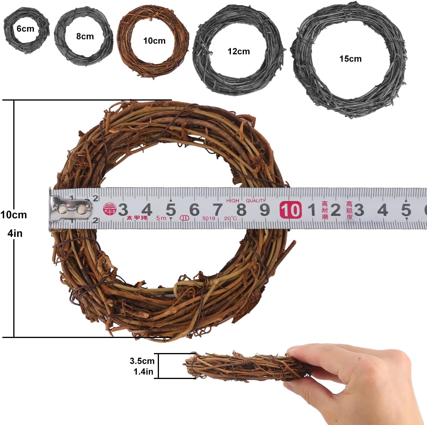 40 PCS Natural Grapevine Wreaths for DIY and Christmas Decor