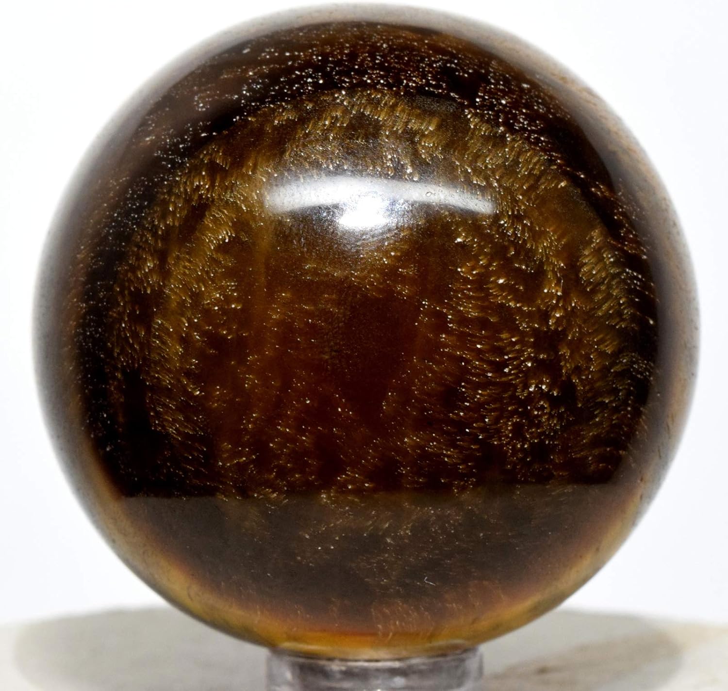 48mm Golden Tiger Eye Sphere with Stand for Home Decor