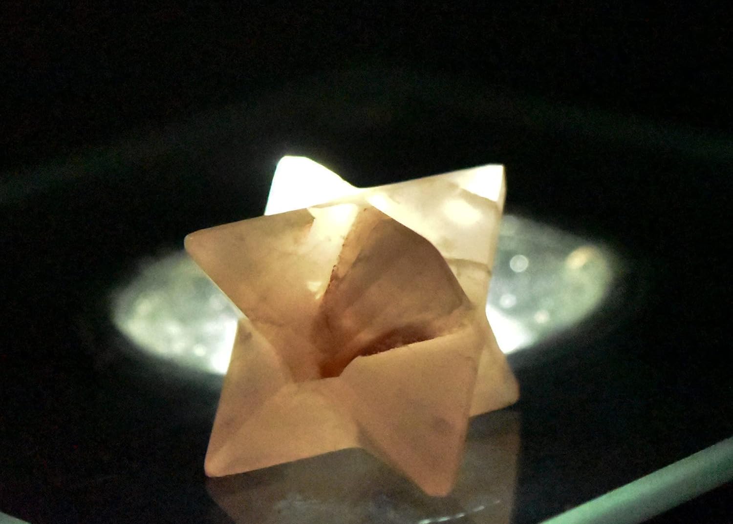 8 Point Merkaba Star Rose Pink Quartz Crystal Decor