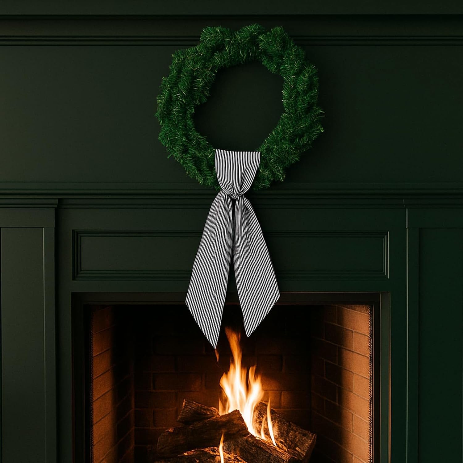 Black Striped Wreath Sash 512 Wide x 5433 Halloween Door Decor