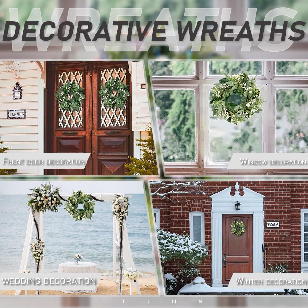 20 Inch Eucalyptus Wreath for Front Door Seasonal Decoration