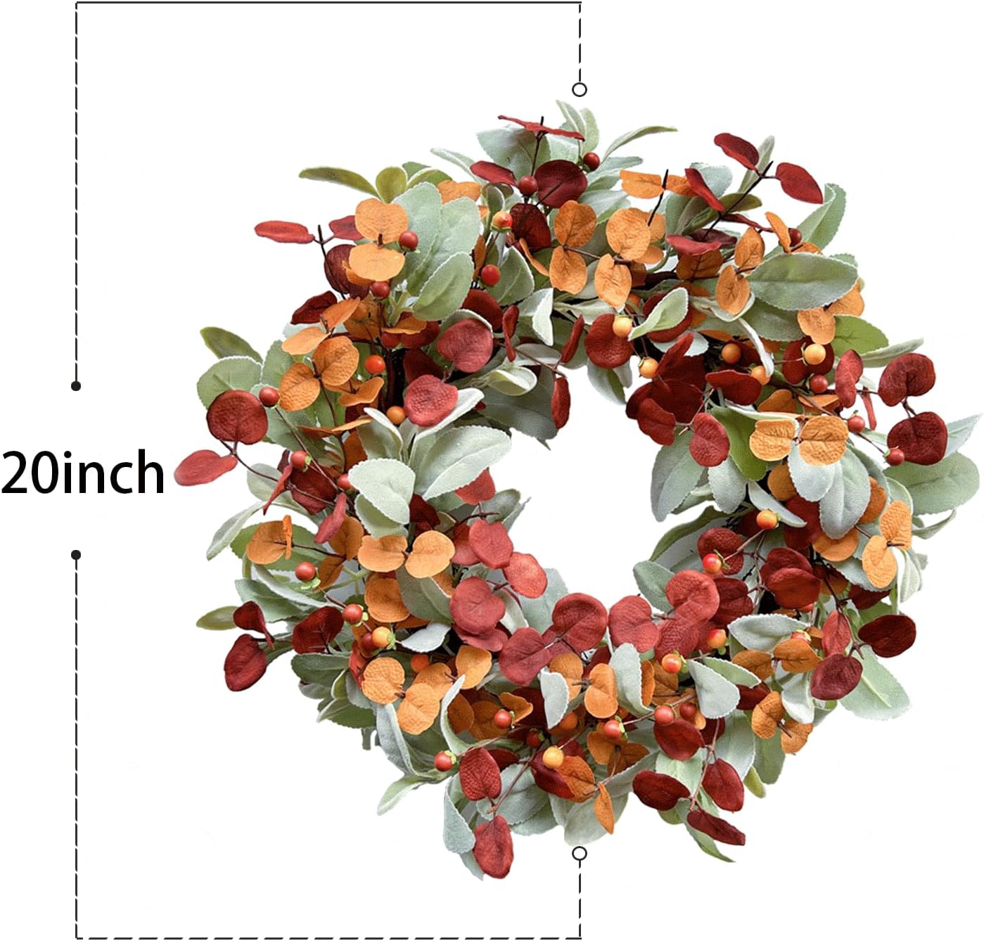 CIR OASES Fall Wreath Door Decor with Lambs Ears and Eucalyptus Leaves