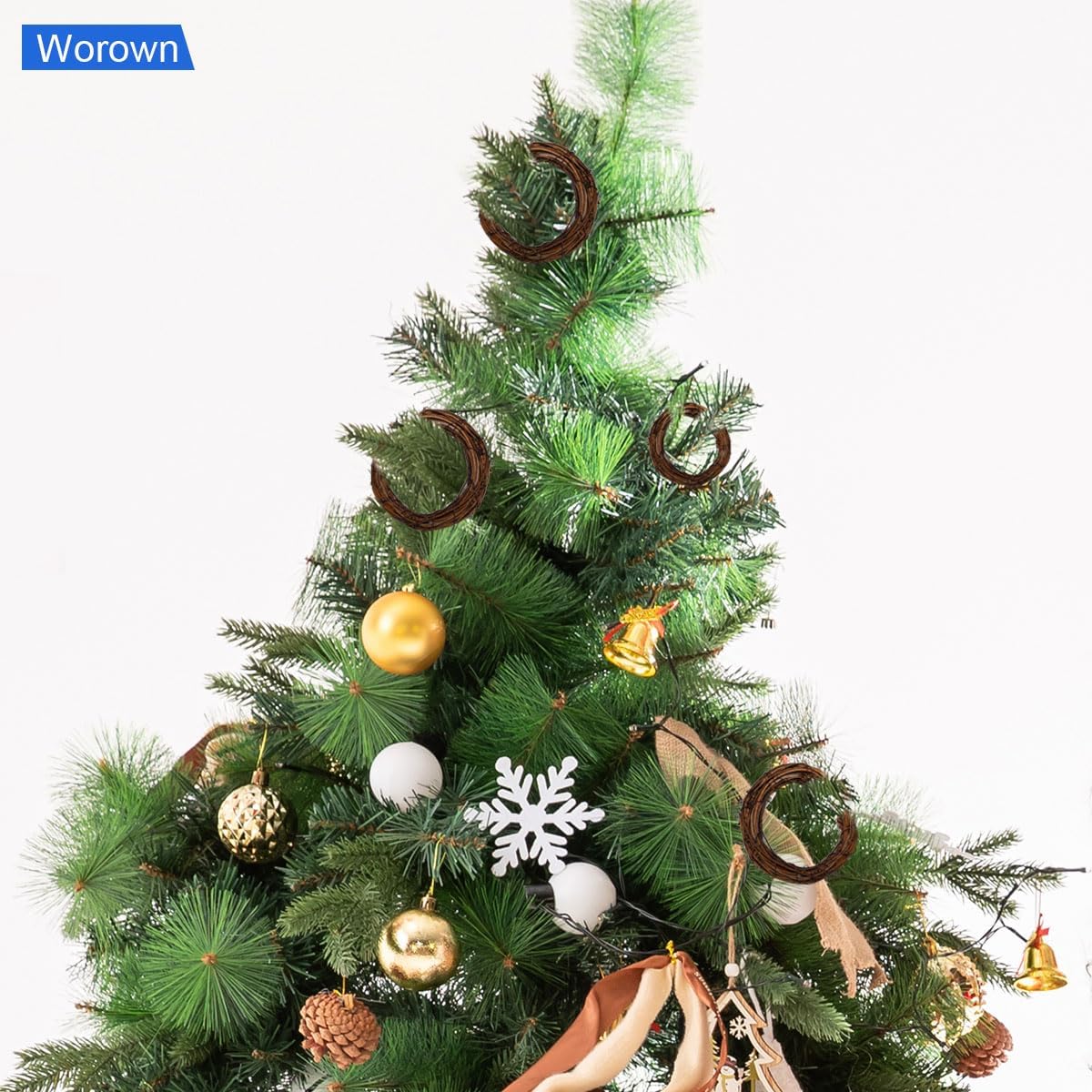 Worown 20 Pcs 3 Inch Natural Grapevine Wreaths Set