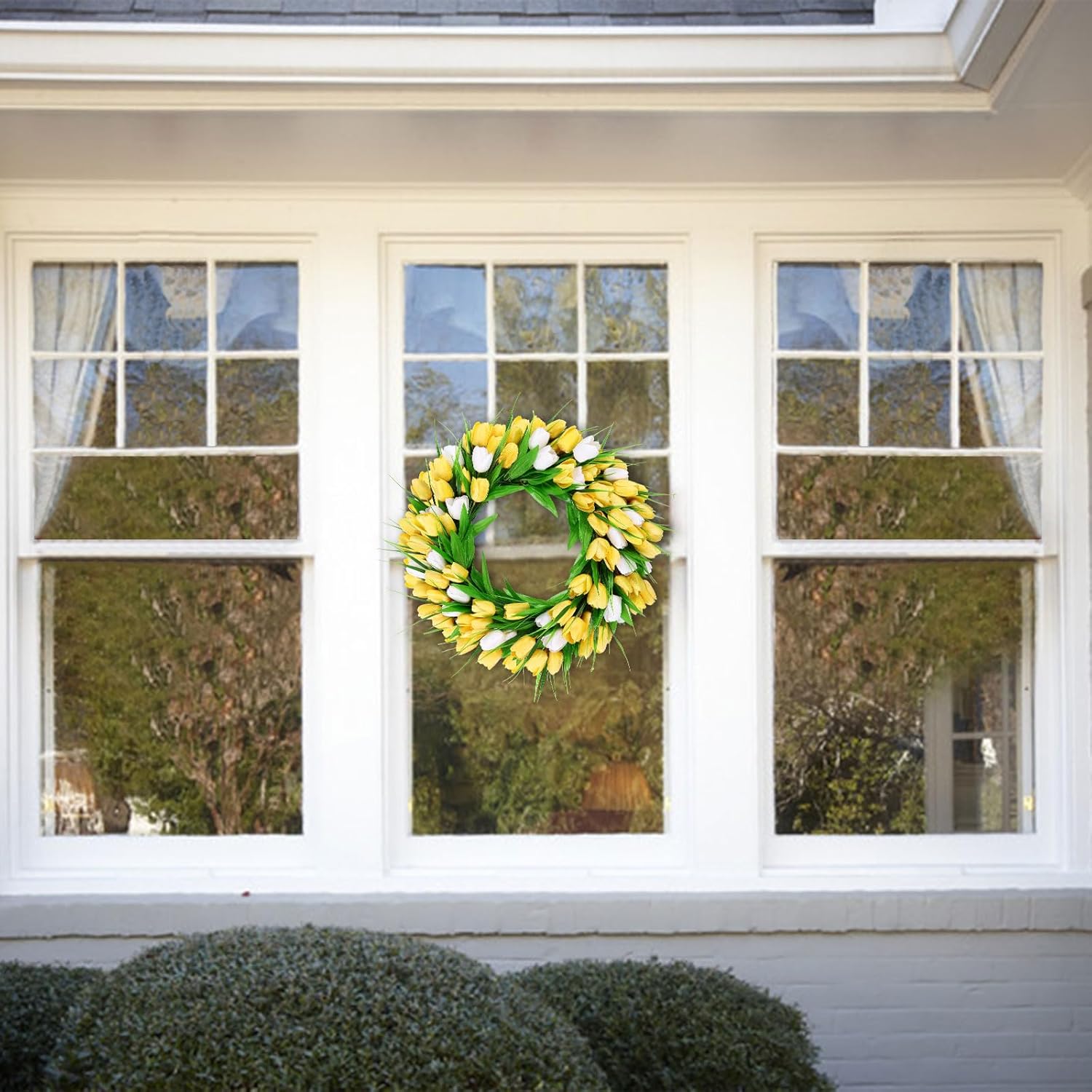 UArtlines 20 Inch Artificial Tulip Wreath for Front Door
