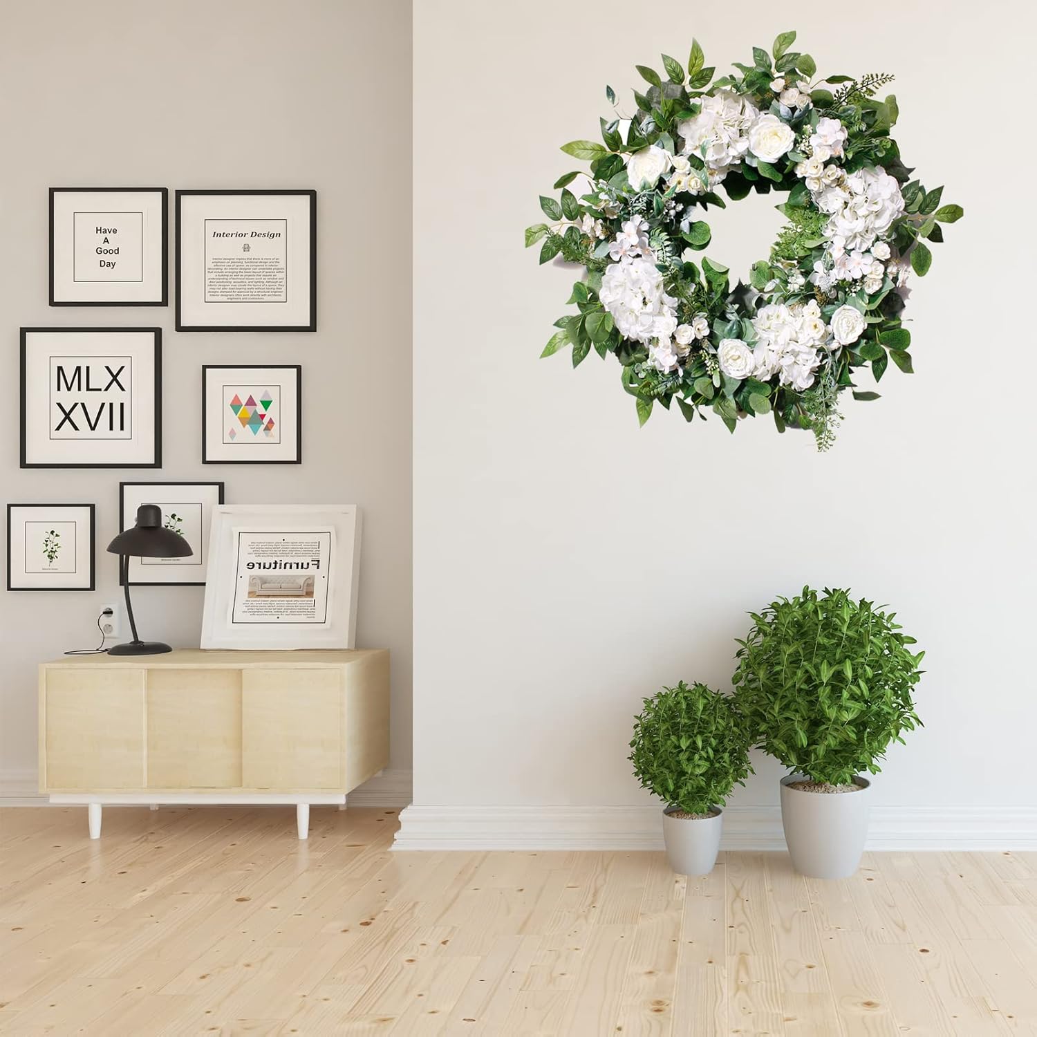 24 Inch Artificial Spring Summer Wreath for Front Door