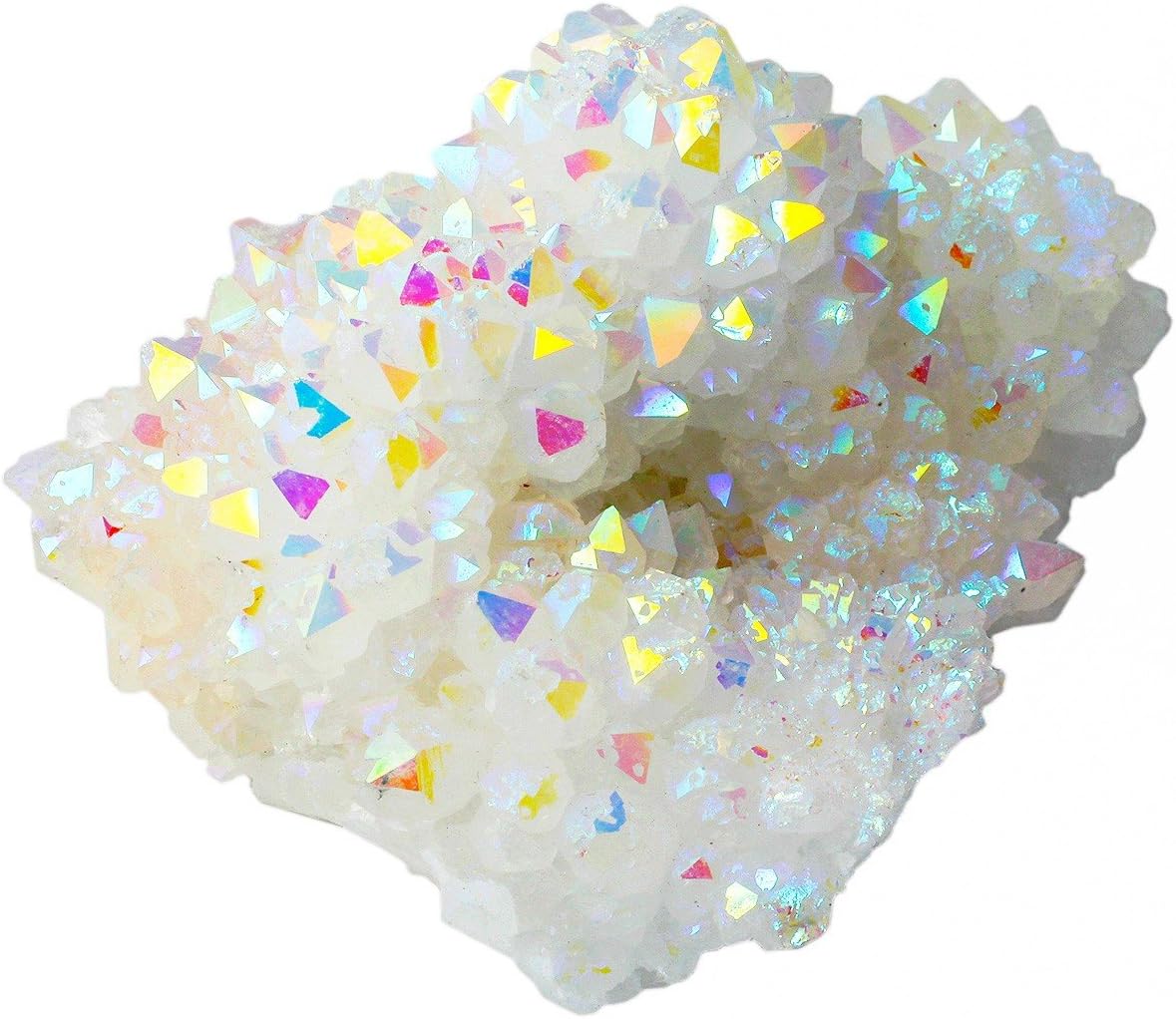 SUNYIK Angel Aura Quartz Crystal Cluster with Titanium Coating