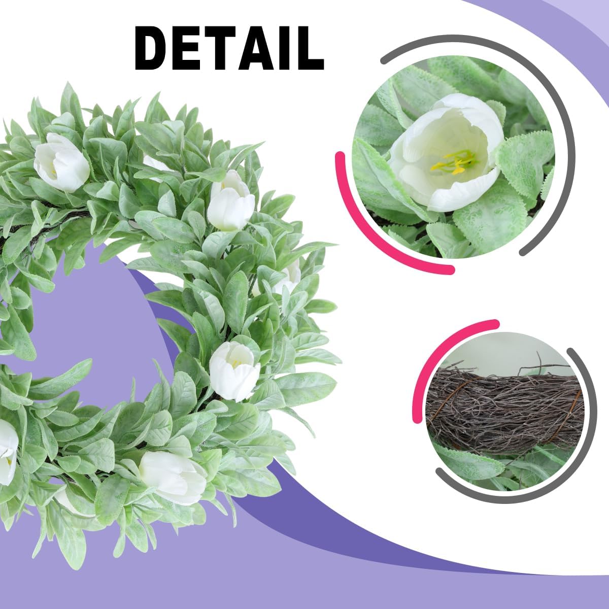 Seasons 18 Inch Lambs Ear Wreath for Home Decor