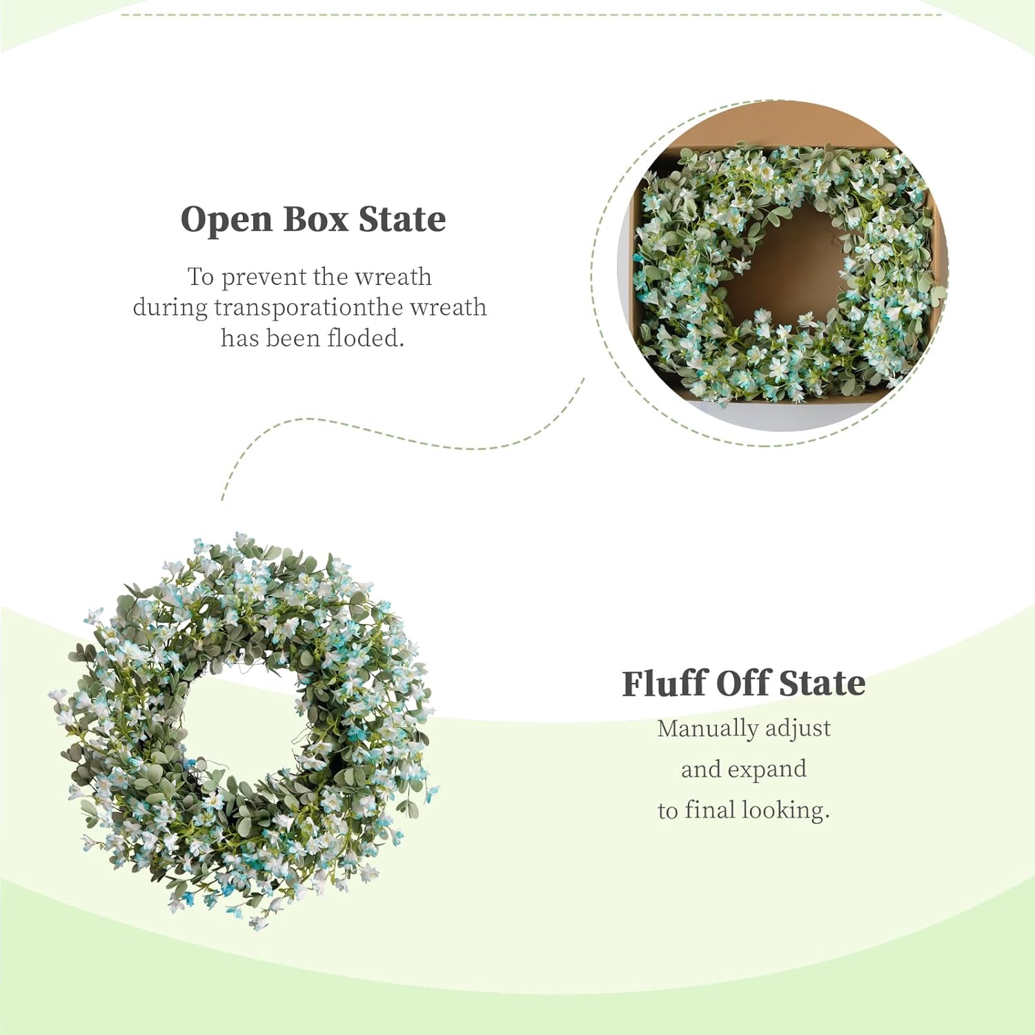 Summer 24-Inch Wreath Blue Flower Front Door Decoration