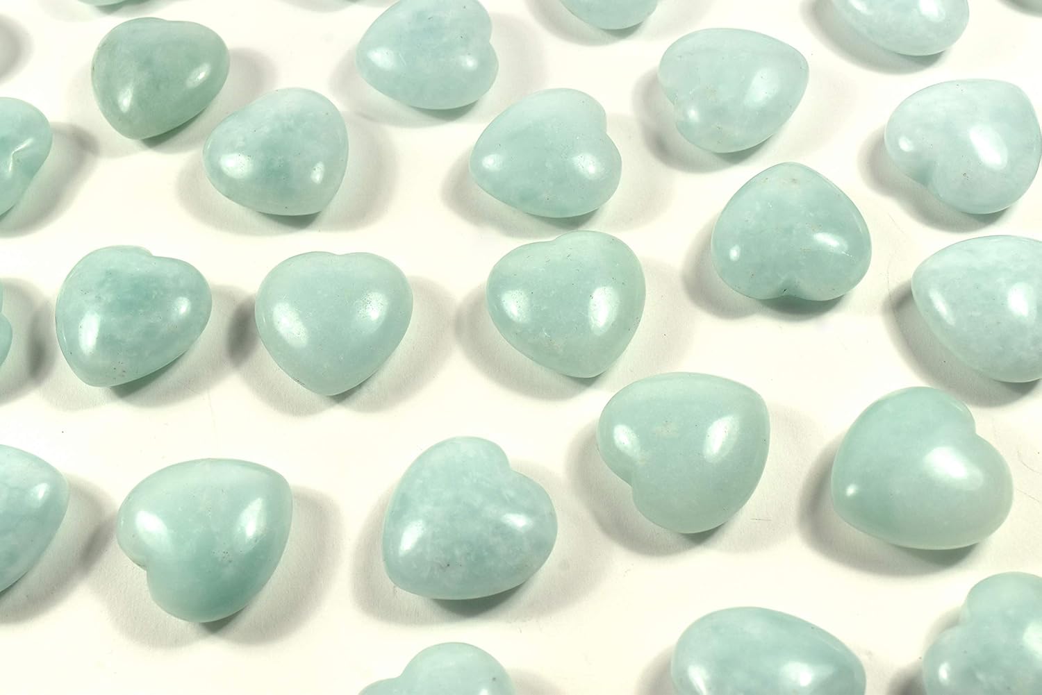 Blue Aquamarine Puffy Heart Stones 2PCS