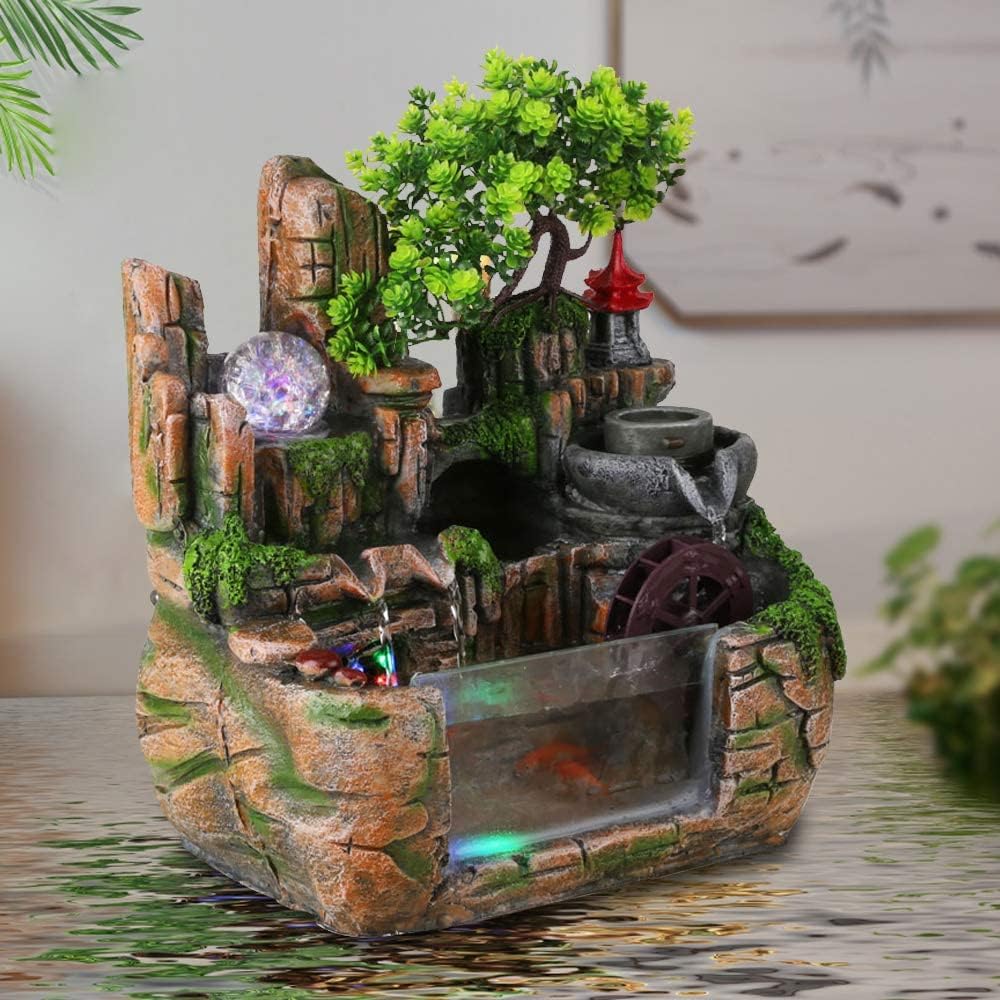 AngelcityCC Fountain Waterfall Indoor Zen Meditation LED Lamp