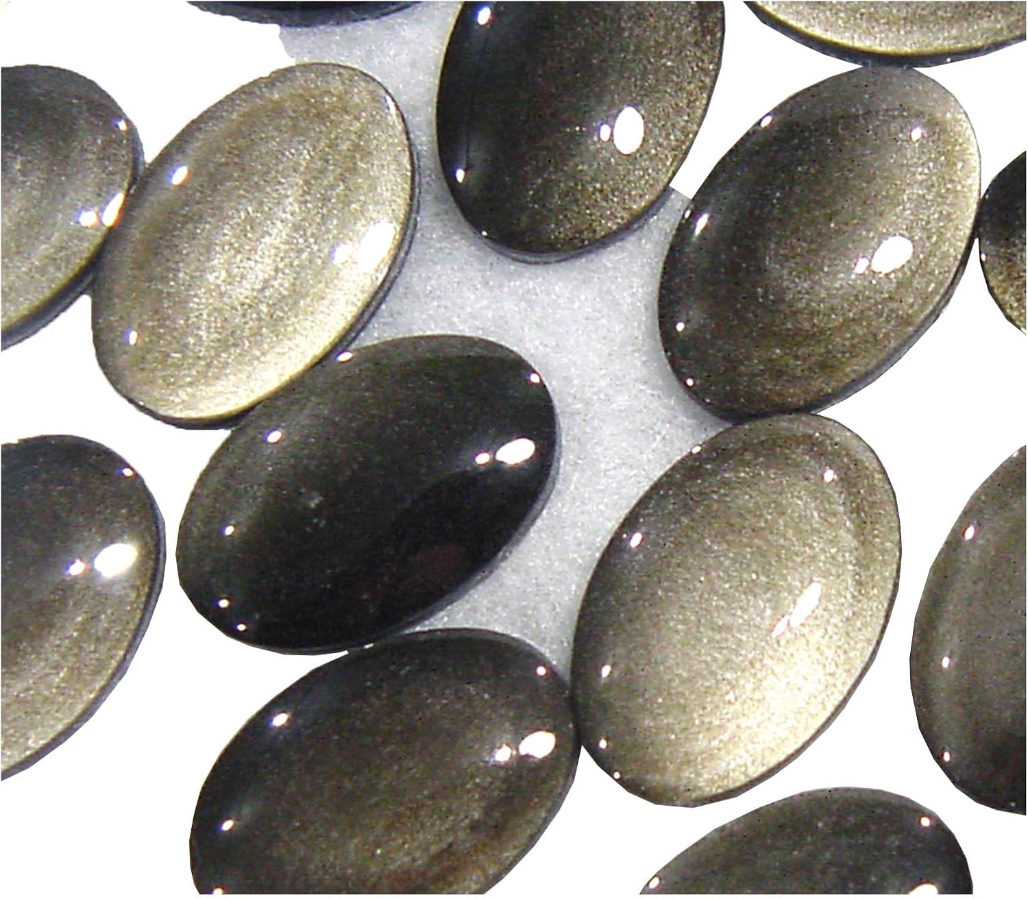 Mexican Gold Sheen Obsidian Oval Stones 30 Pieces