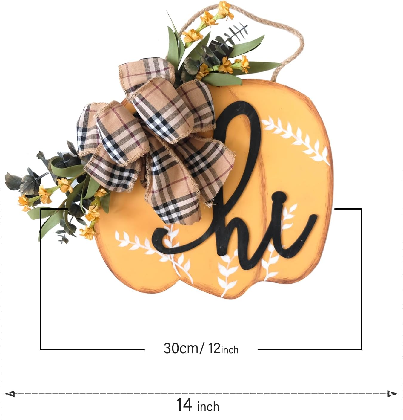 Idyllic Fall Harvest Pumpkin Wreath 12 Inch Wood Decor