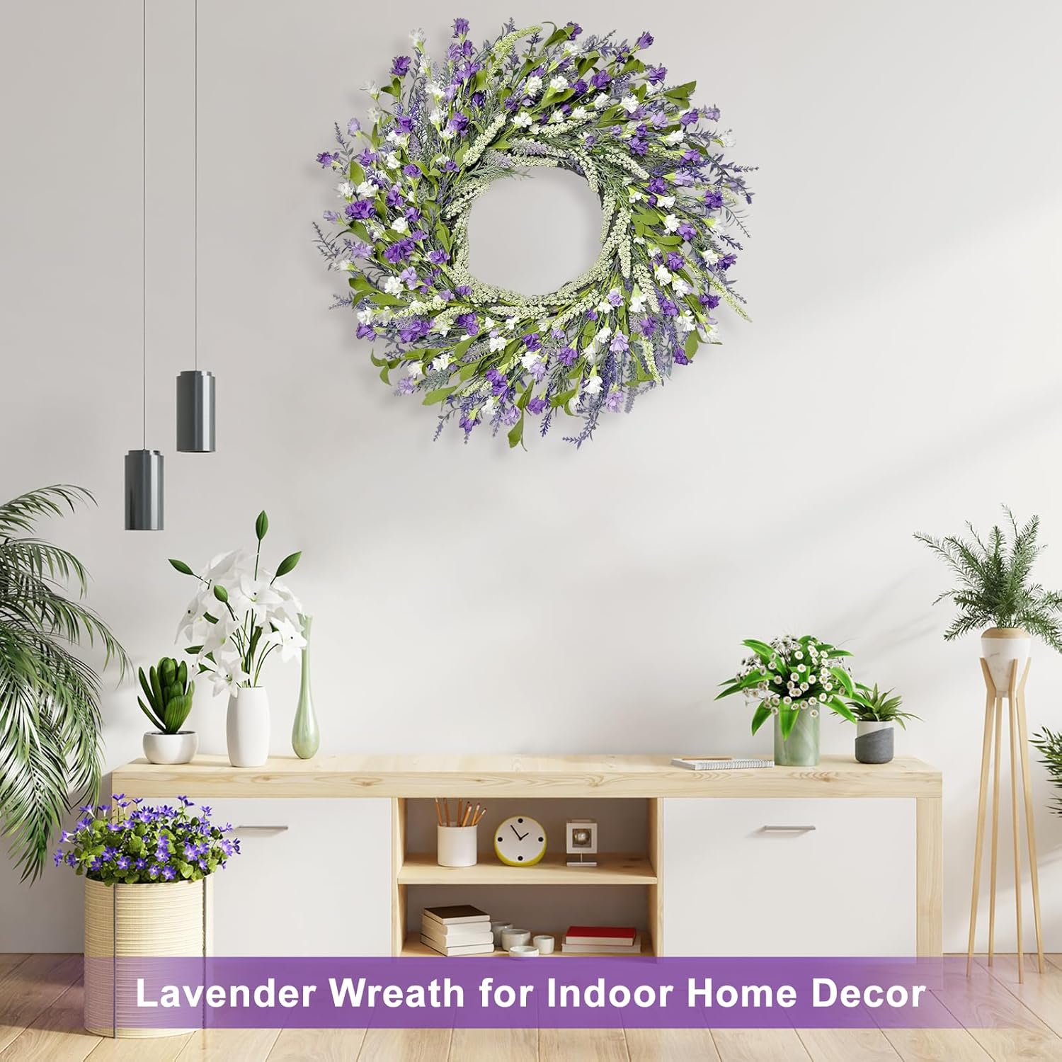 Artgar 26 Inch Lavender Wreath for Front Door
