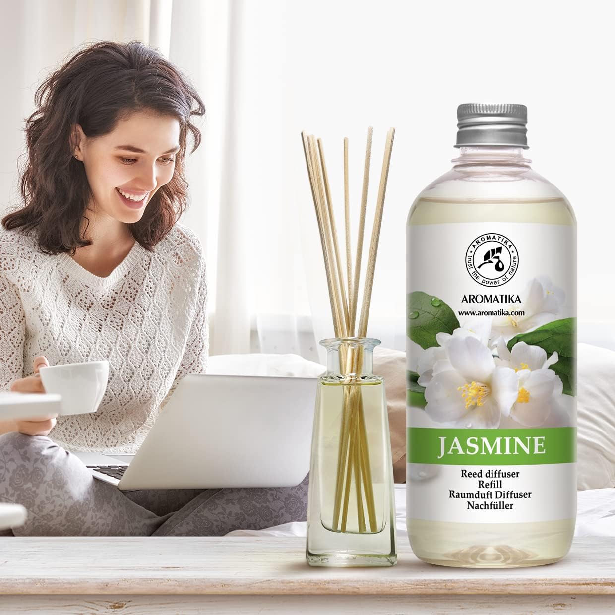 Jasmine Essential Oil Reed Diffuser Refill 2x500ml