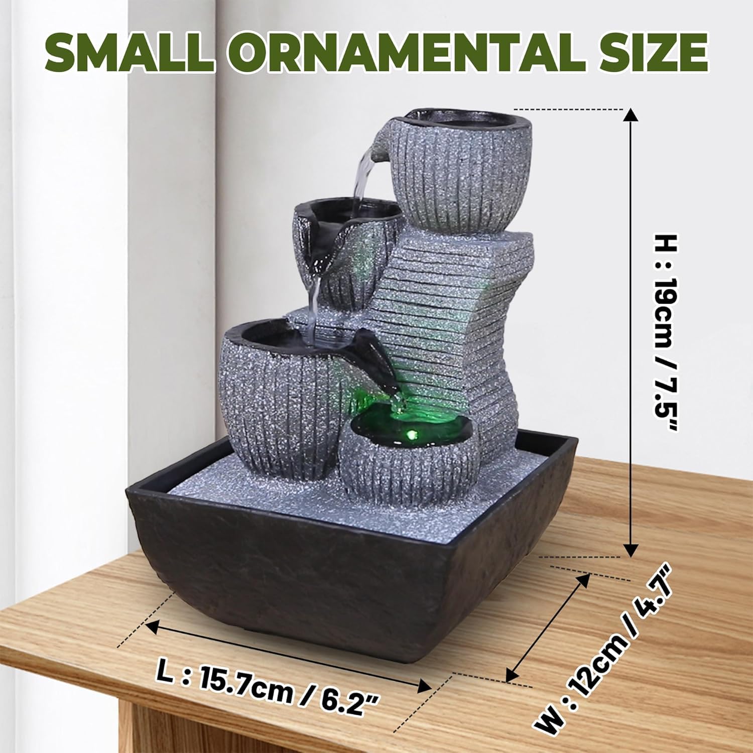 Indoor Tabletop Water Fountain with Color LED Light