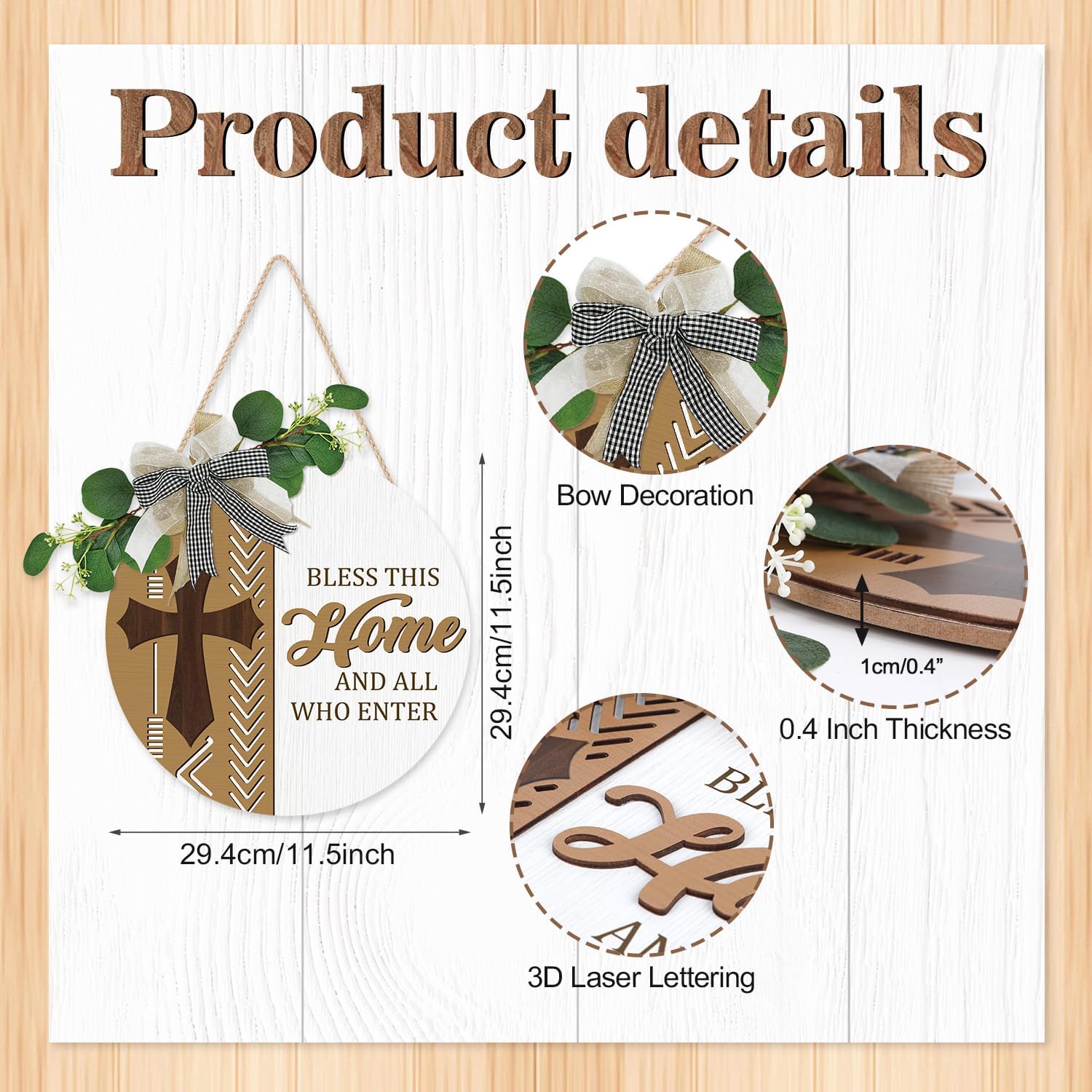 CHDITB 3D Bless This Home Front Door Wreath 12x12