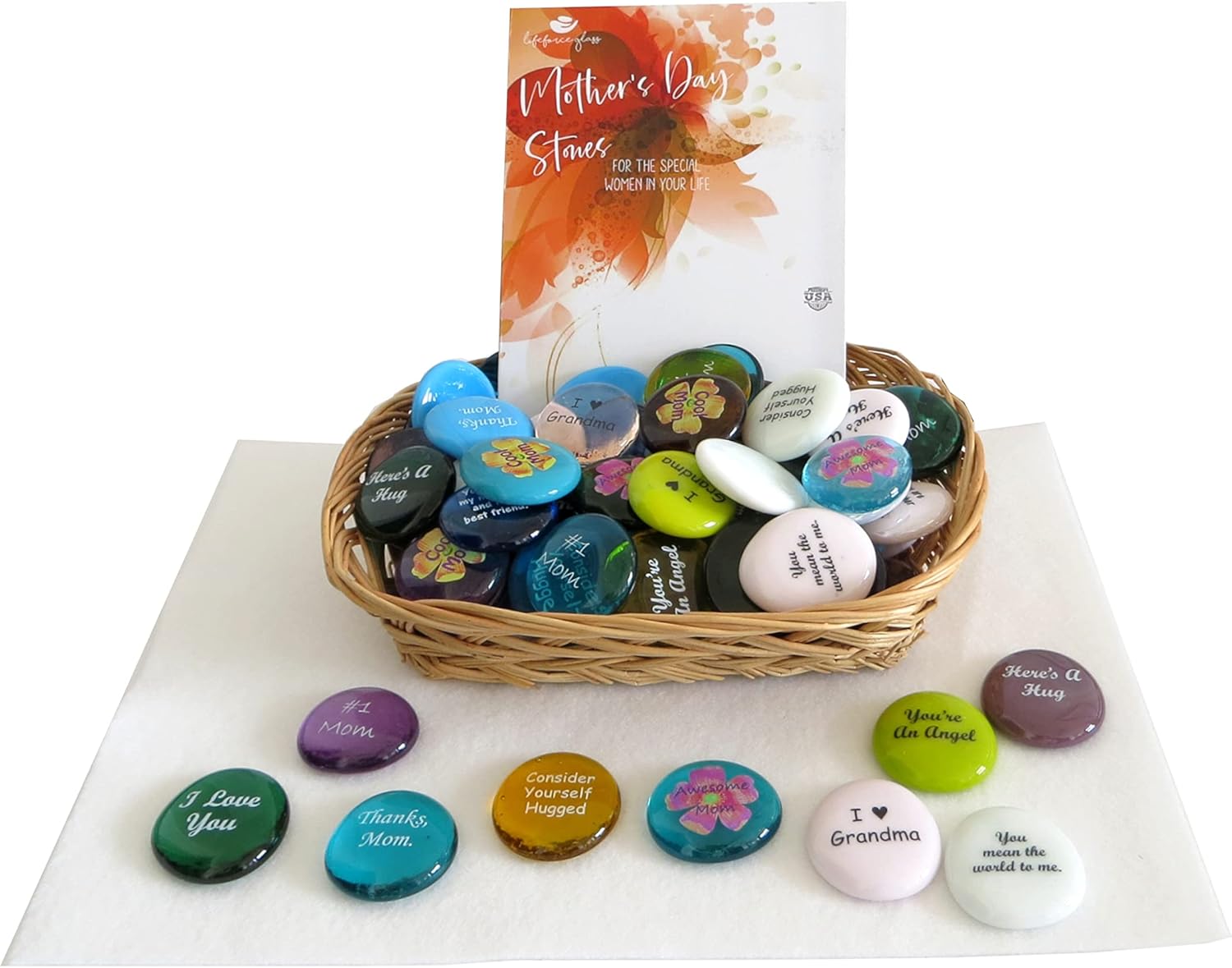 Lifeforce Glass Mothers Day Stones Set of 100