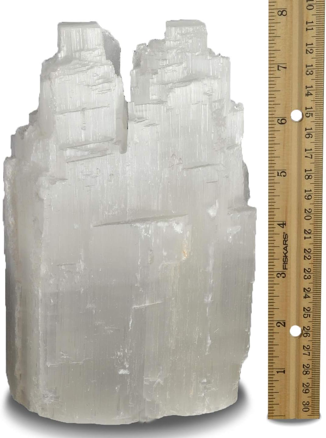 2 Pieces Natural White Selenite Double Skyscraper Lamps with Dimmer Switch