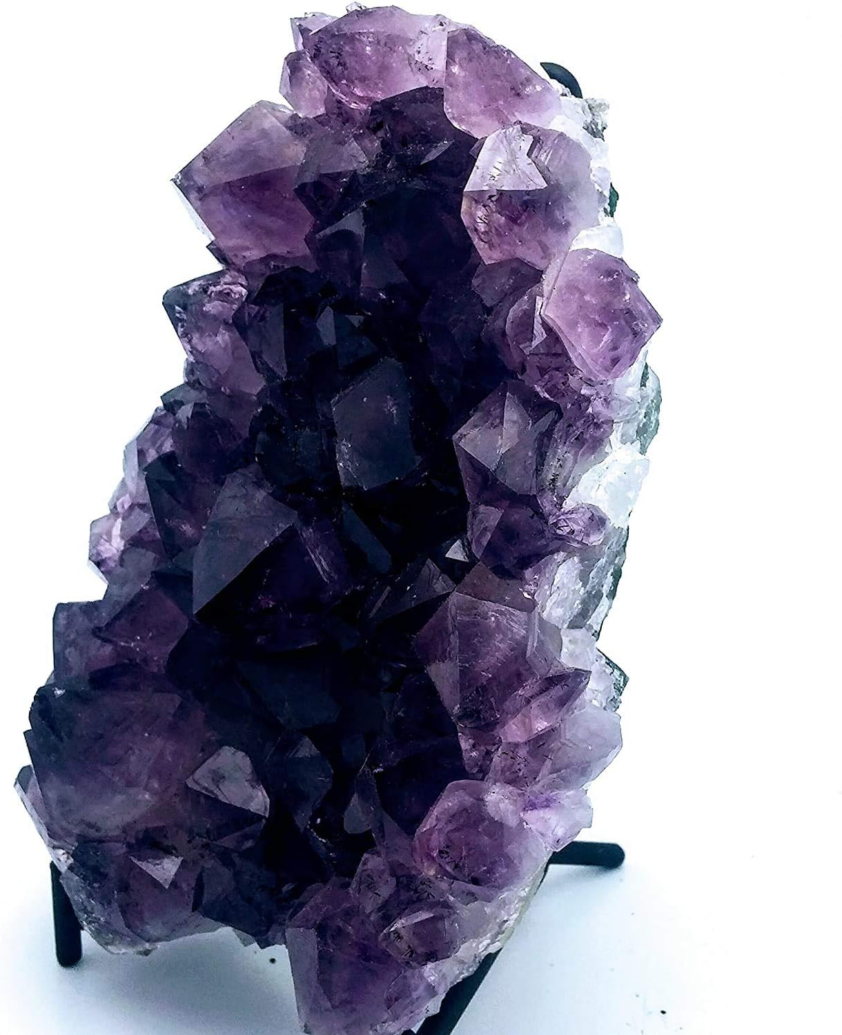 GYPSY PALACE Brazilian Amethyst Crystal Cathedral Druze Geode with Black Iron Stand