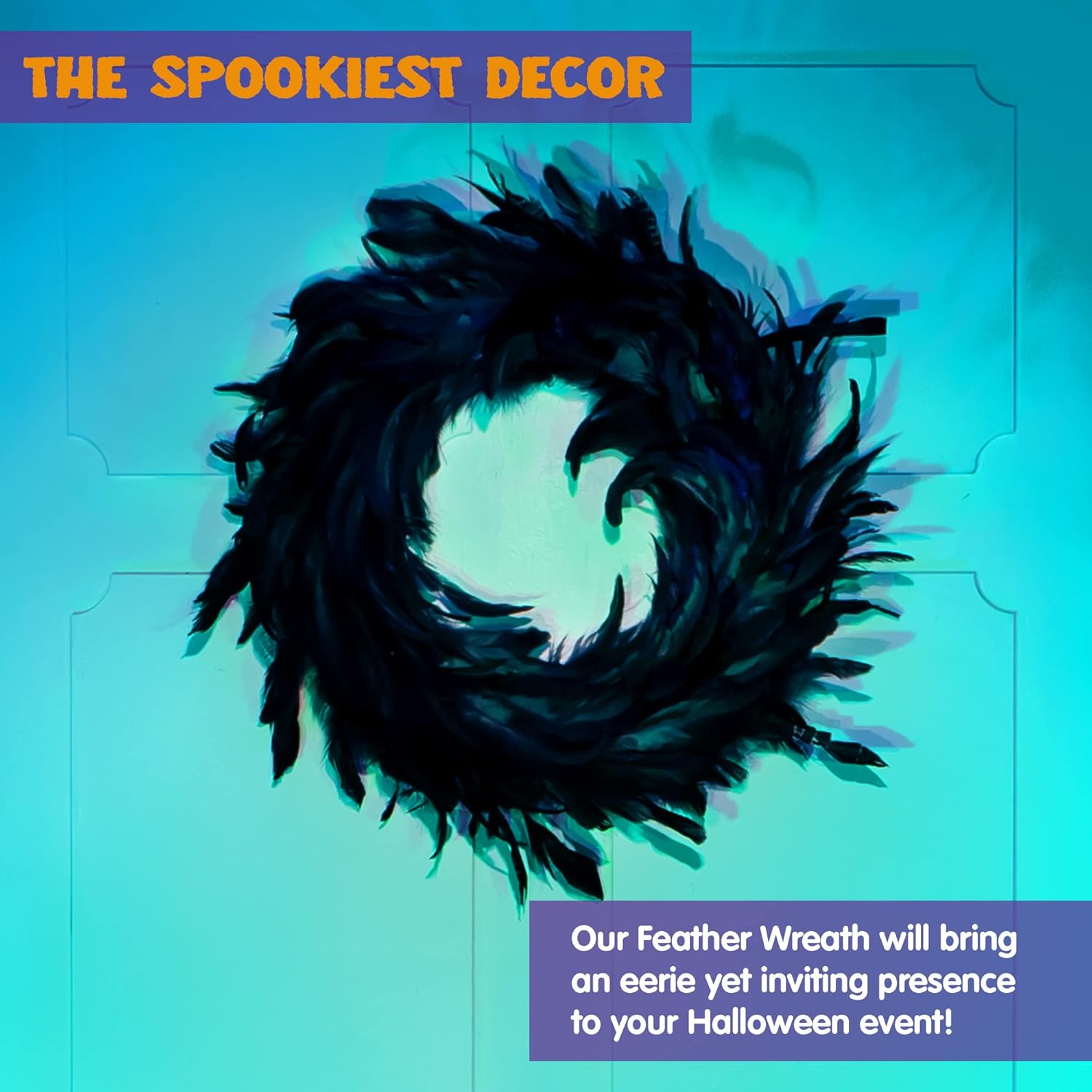 JOYIN 135 Inch Black Natural Feather Wreath for Halloween Decorations