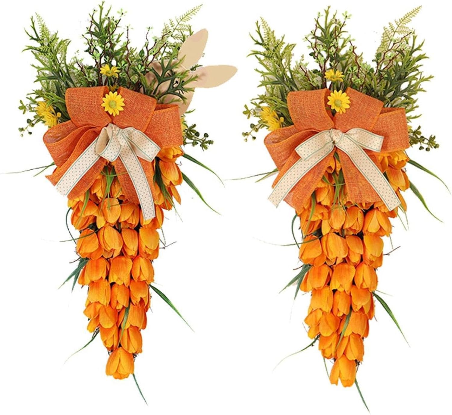 Tulip Carrot Easter Swag Wreath for Front Door and Office Decor
