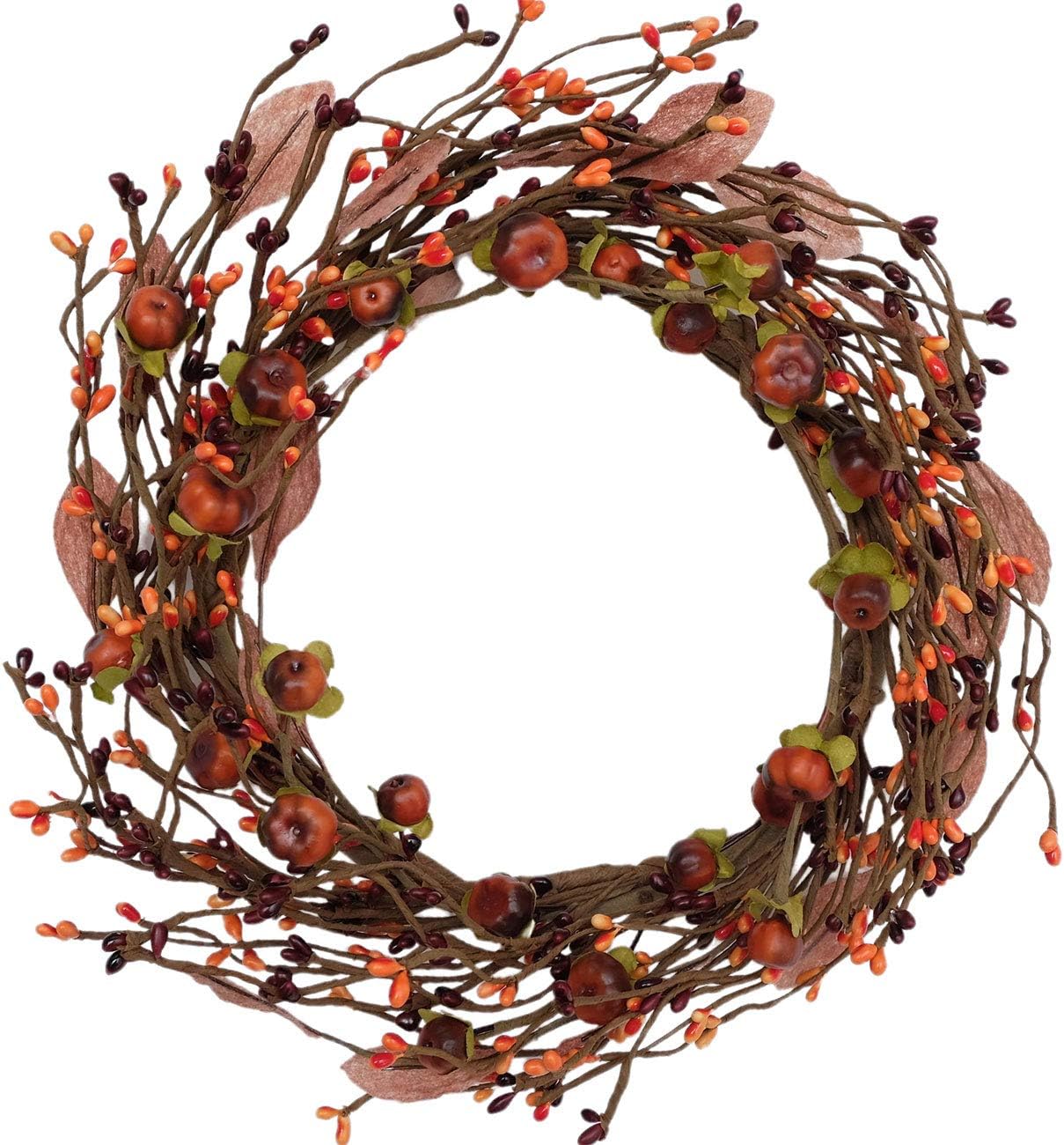 Idyllic Mini Pumpkin Wreath for Front Door 12 Inch Decor