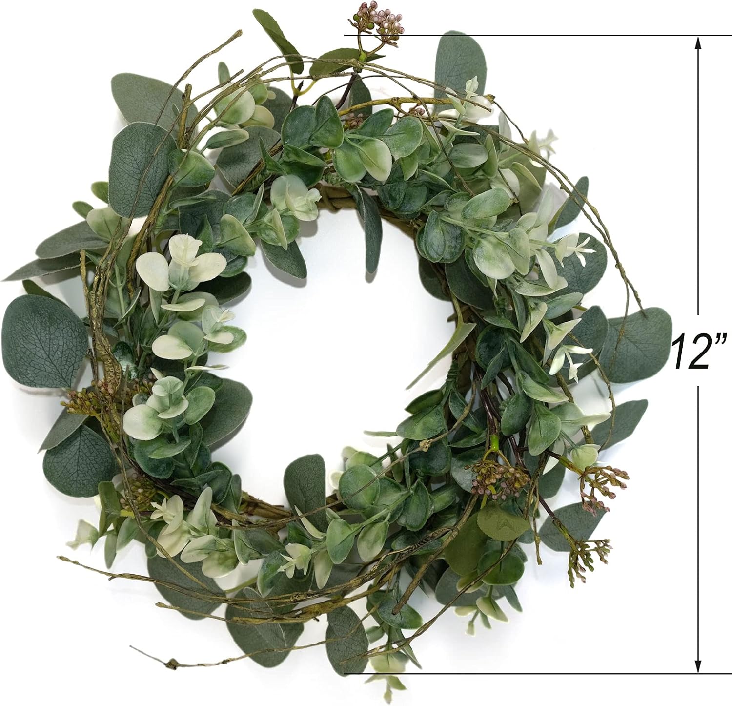 Idyllic 12 Inch Artificial Eucalyptus Wreath 2 Pack