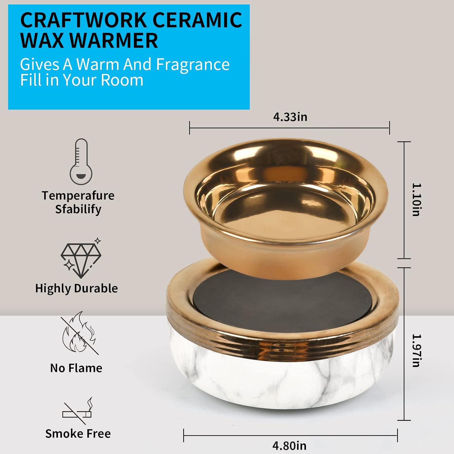 Mocosa Ceramic Wax Warmer 3-in-1 Electric Scented Candle Burner