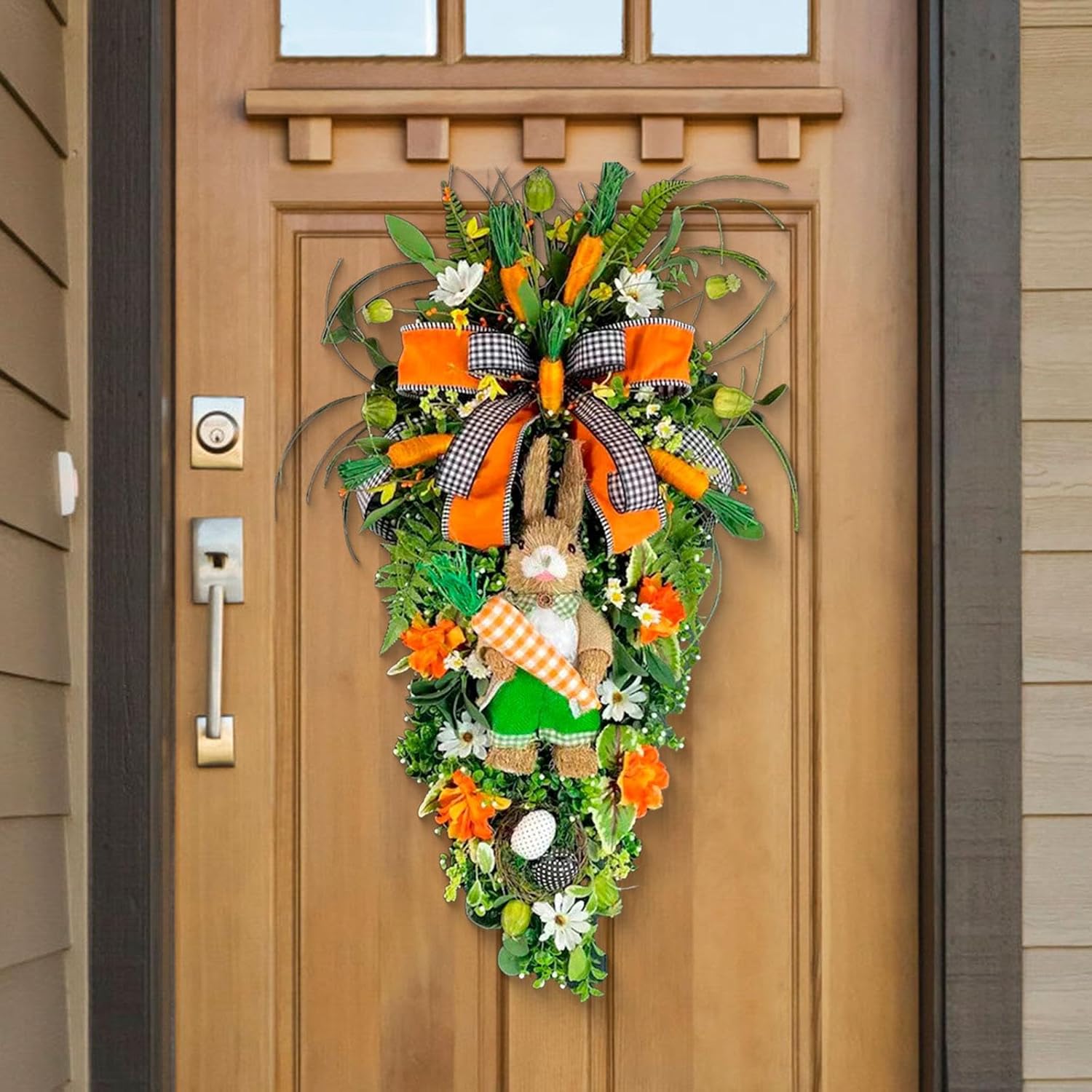 Easter Teardrop Wreath Hanging Decoration Orange Carrots