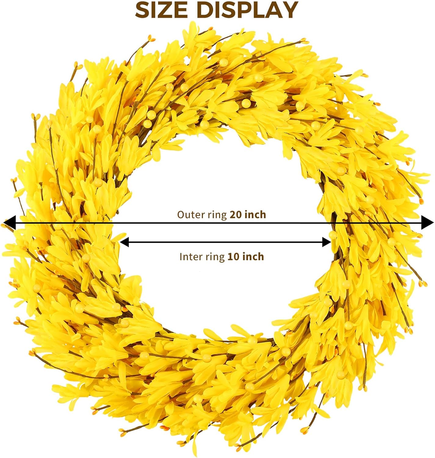 20 Artificial Forsythia Wreath Yellow Door Decor