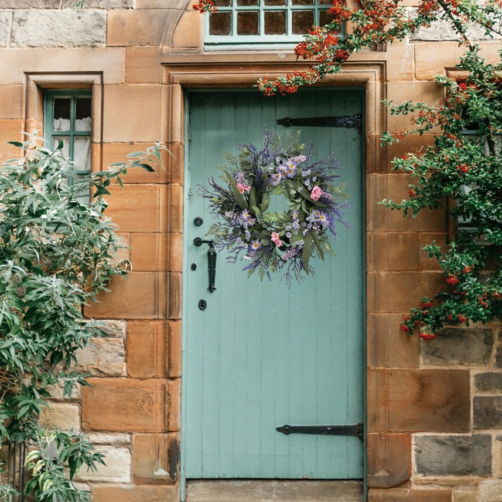 24 Inch Purple Spring Wreath for Front Door